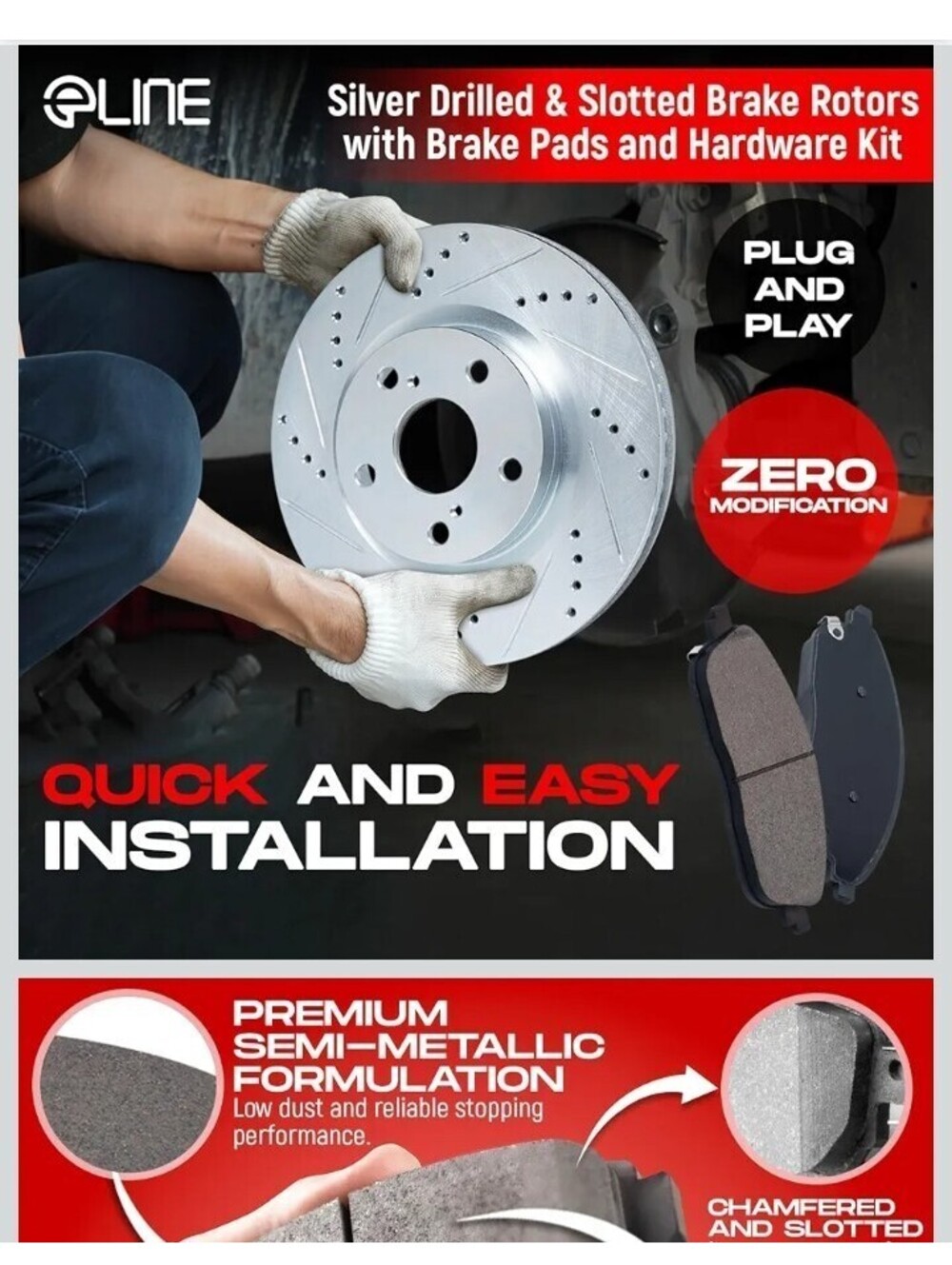 R1 Concepts Front Brake Rotor & Pad Kit Drilled Slotted Open Box Unused BKTA129F - Picture 8 of 9